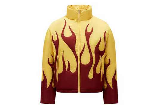 Moncler x Palm Angels Clancy Plumífero Corto Burdeos/Amarillo