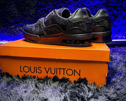 Louis Vuitton Trainer Triple Black Crystales
