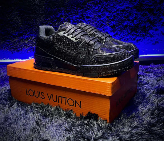 Louis Vuitton Trainer #54 Triple Black Crystales